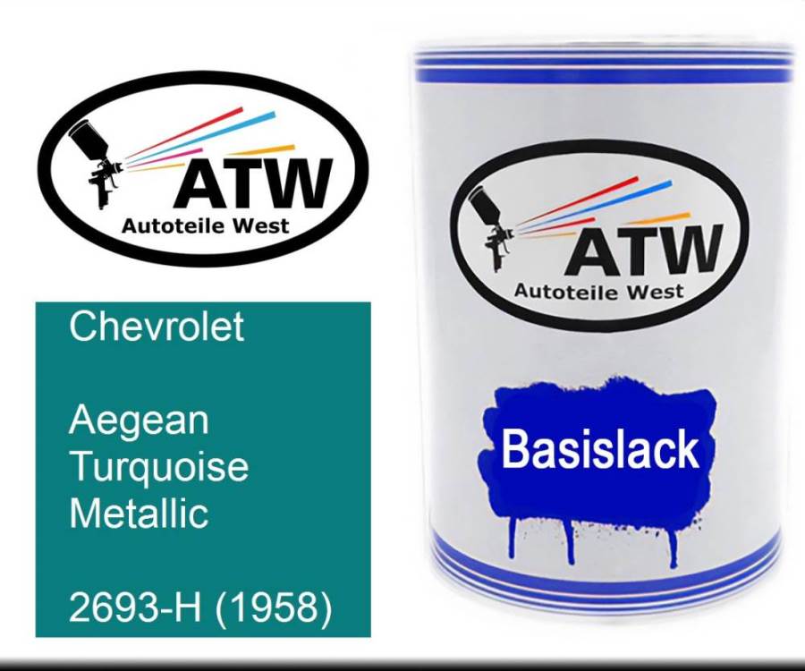 Chevrolet, Aegean Turquoise Metallic, 2693-H (1958): 500ml Lackdose, von ATW Autoteile West.